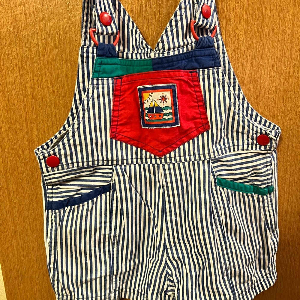 90s vintage Eclipse Blue and White Striped Overalls